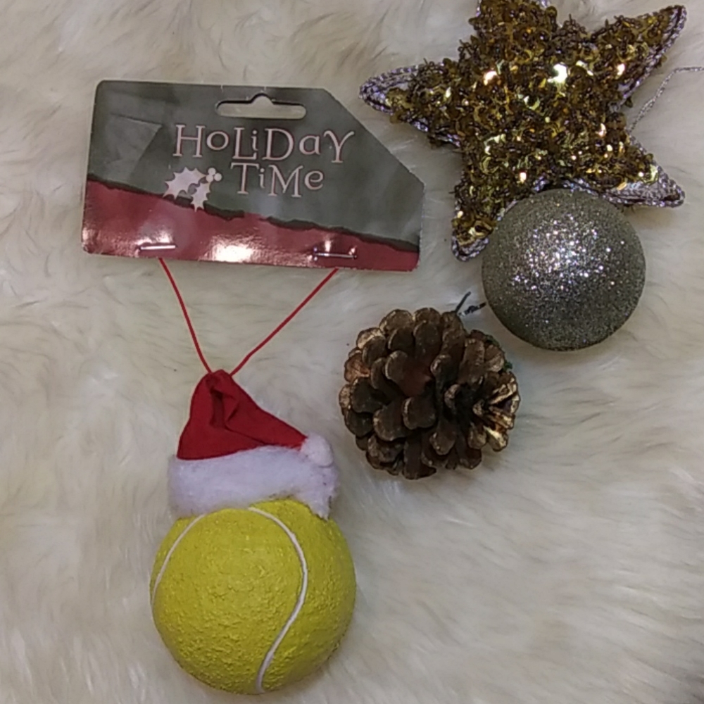 Tennis Ball Santa Ornament